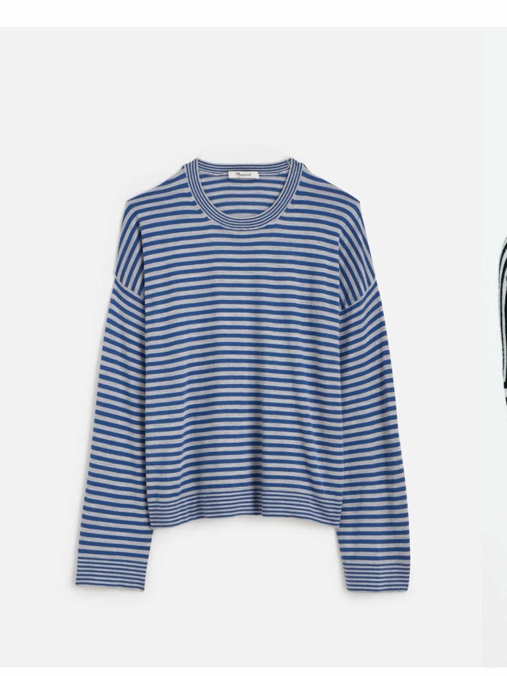 Merino Wool-Silk Blend Crewneck Sweater blue iris stripe size XS